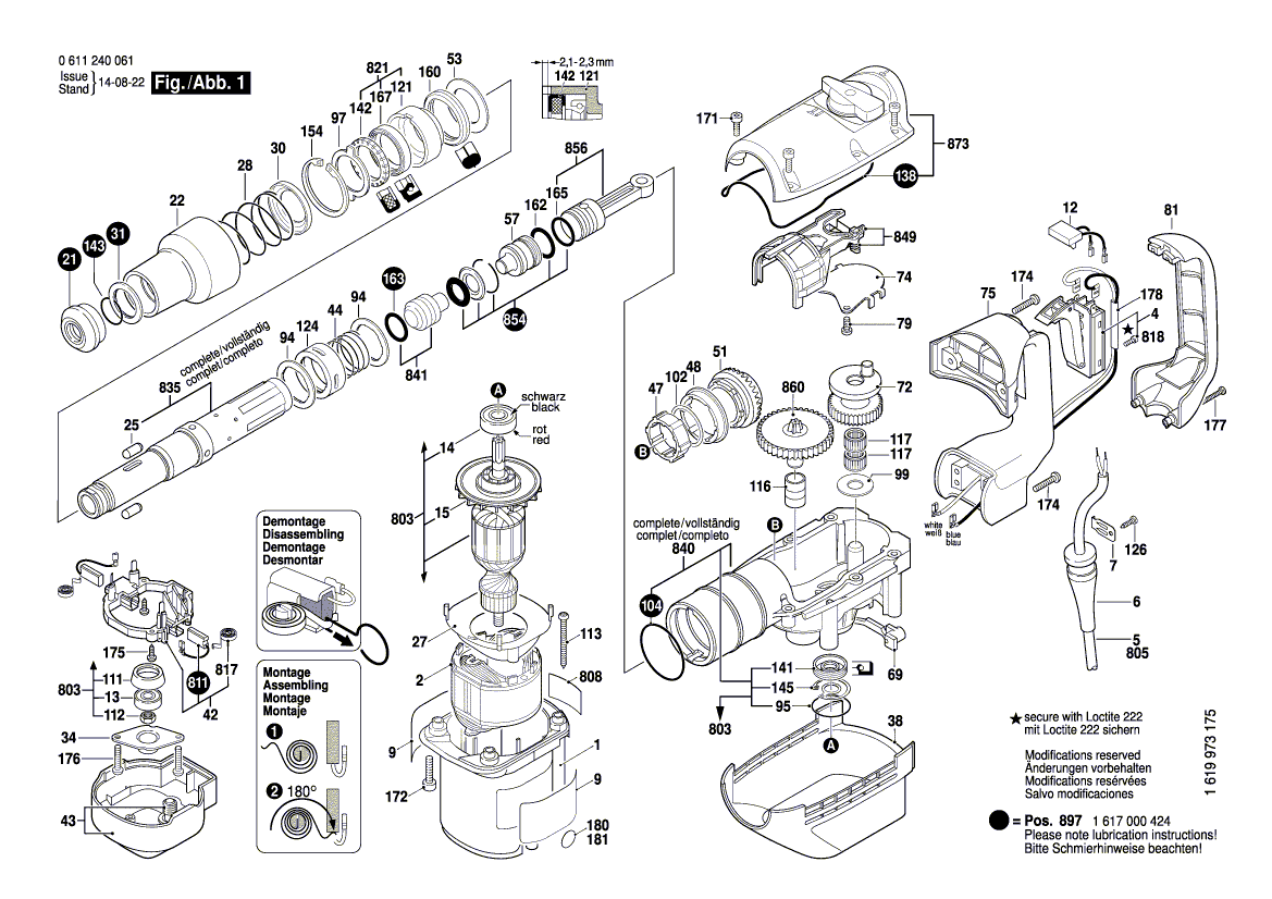 для перфоратора Bosch GBH 5400 230 V 0611240061, деталировка 1