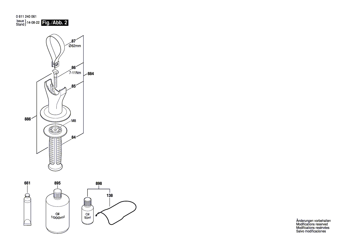 для перфоратора Bosch GBH 5400 230 V 0611240061, деталировка 2