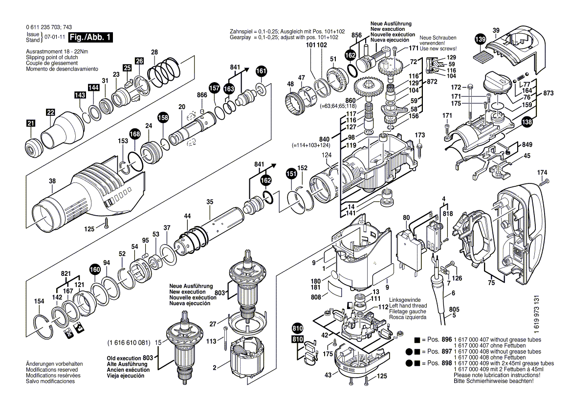 для перфоратора Bosch GBH 7 DE 230 V 0611235703, деталировка 1