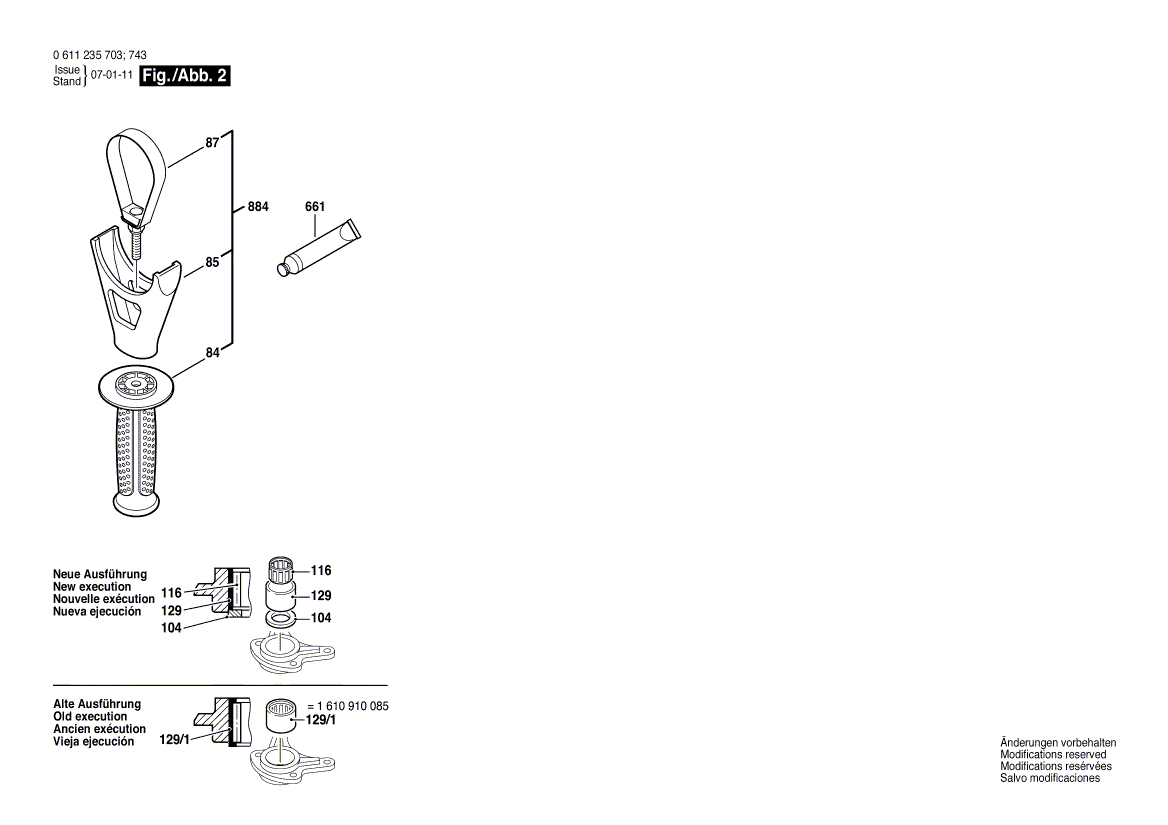 для перфоратора Bosch GBH 7 DE 230 V 0611235703, деталировка 2