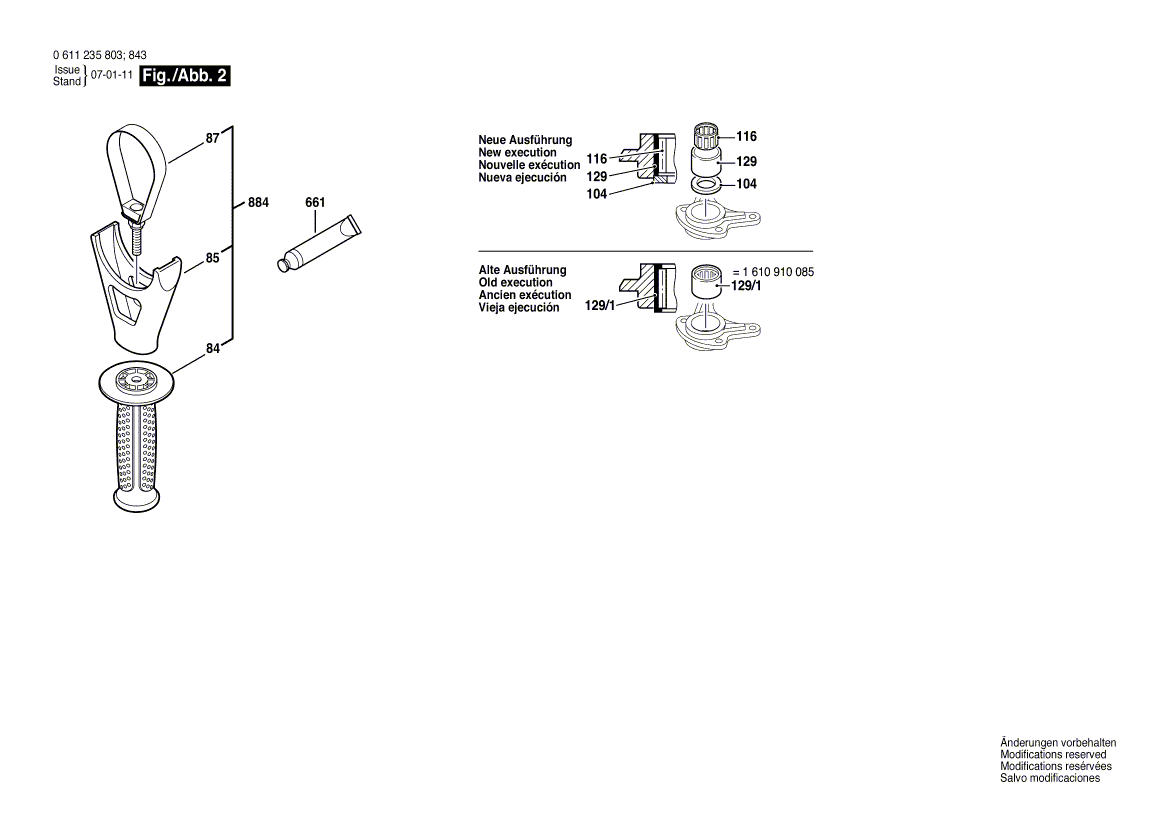 для перфоратора Bosch GBH 7-45 DE 230 V 0611235803, деталировка 2