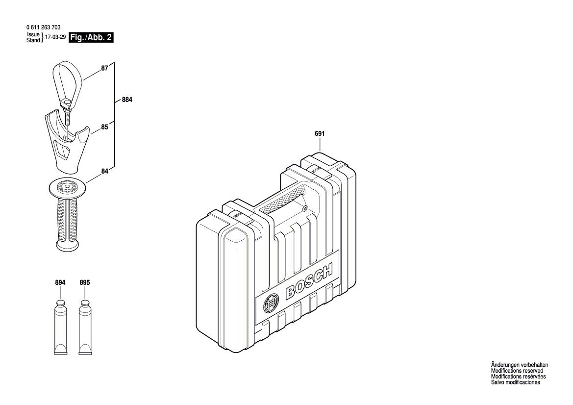 для перфоратора Bosch GBH 7-46 DE 230 V 0611263703, деталировка 2