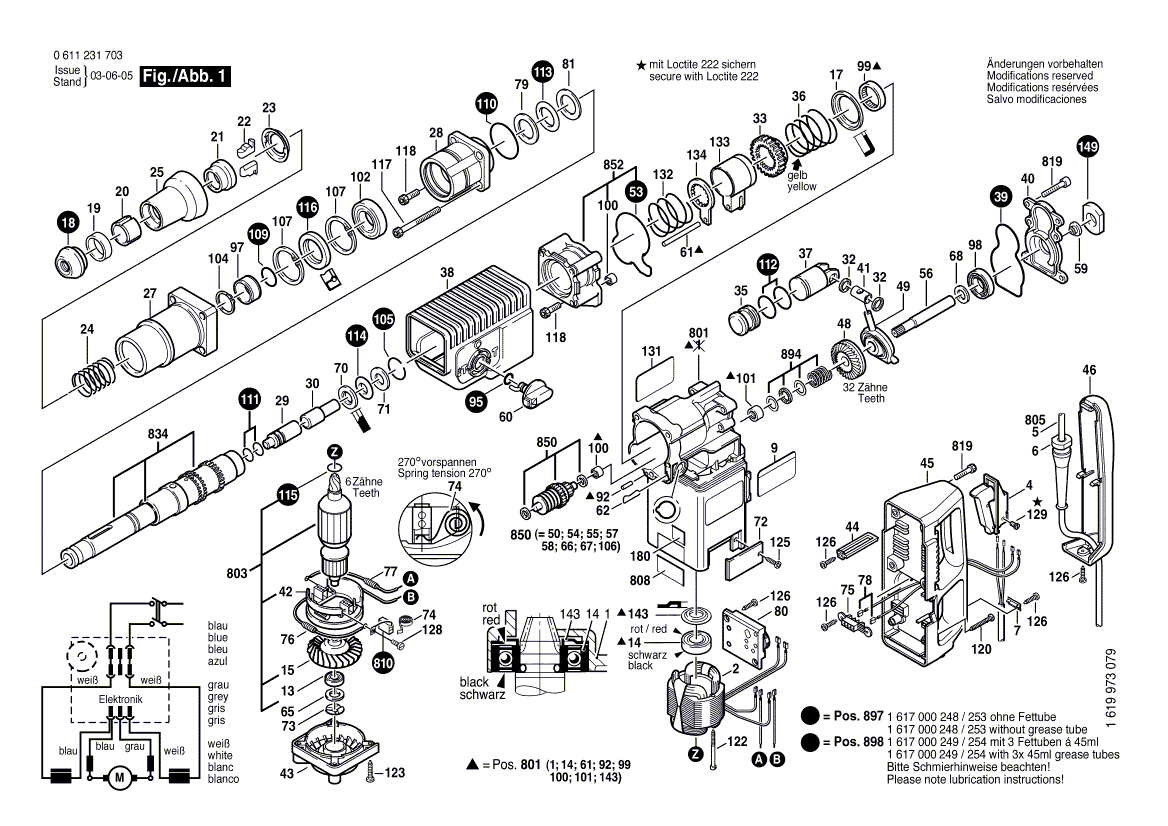 для перфоратора Bosch GBH 8 DCE 230 V 0611231703, деталировка 1