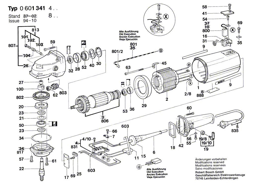 для перфоратора Bosch HV 81 220 V 0601341403, деталировка 1