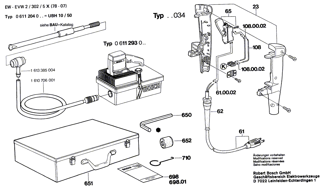 для перфоратора Bosch UBH 10/50 220 V 0611204013, деталировка 3