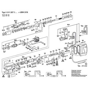 для перфоратора Bosch UBH 3/16 220 V 0611207003, деталировка 1