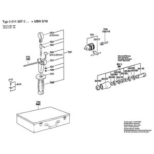 для перфоратора Bosch UBH 3/16 220 V 0611207003, деталировка 2