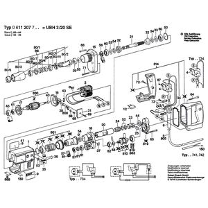 для перфоратора Bosch UBH 3/20 SE 220 V 0611207703, деталировка 1