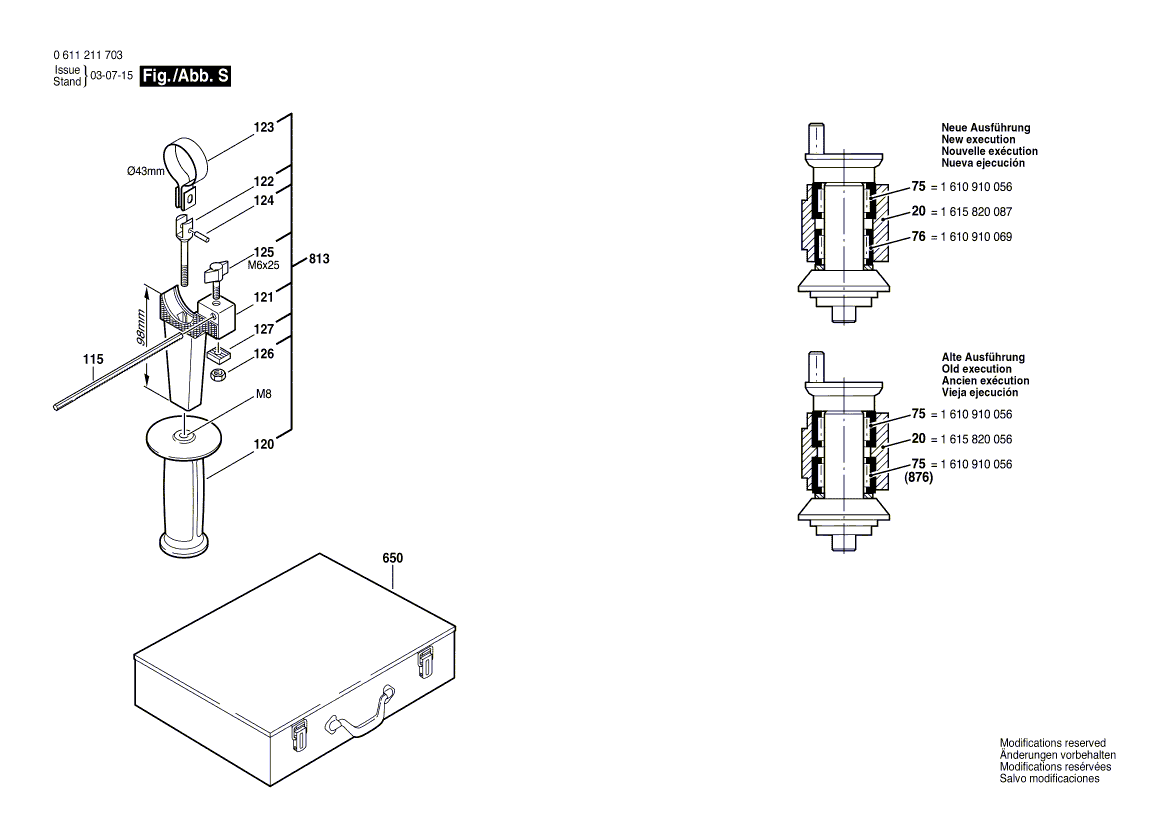 для перфоратора Bosch UBH 4/26 SE 220 V 0611211703, деталировка 2