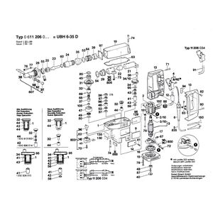 для перфоратора Bosch UBH 6/35 D 220 V 0611206003, деталировка 1