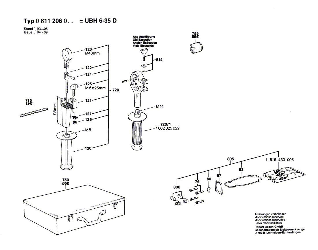для перфоратора Bosch UBH 6/35 D 220 V 0611206003, деталировка 2
