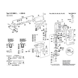 для перфоратора Bosch USH 6 220 V 0611306003, деталировка 1