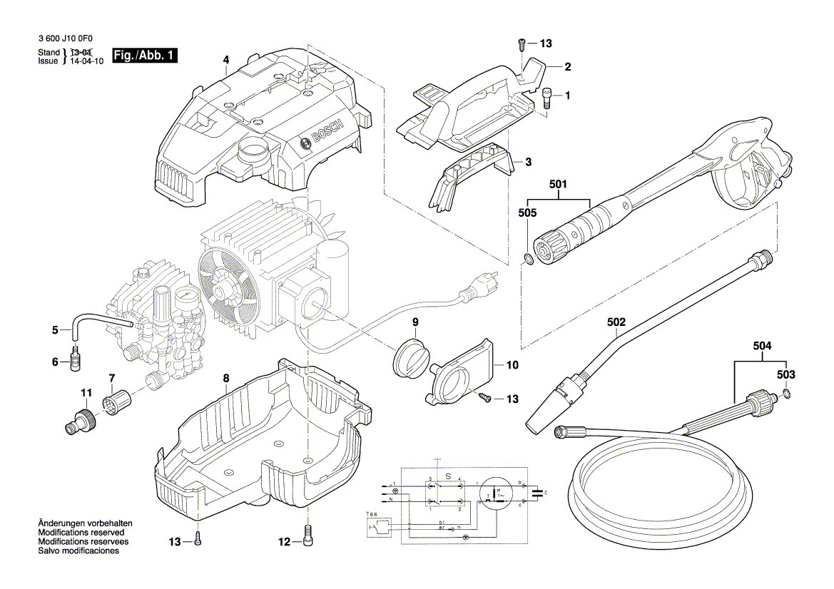 для очистителя высокого давления Bosch GHP 5-13 C 230 V 3600J10000, деталировка 1