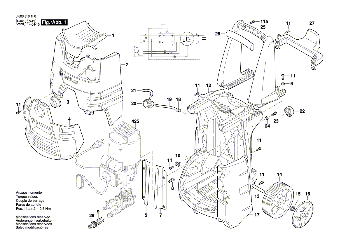 для очистителя высокого давления Bosch GHP 5-14 230 V 3600J10100, деталировка 1