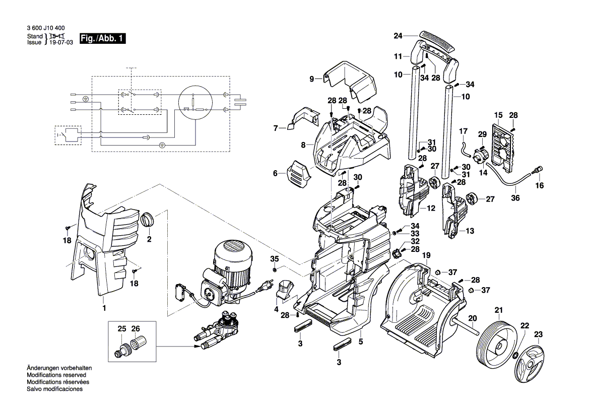 для очистителя высокого давления Bosch GHP 5-55 230 V 3600J10400, деталировка 1