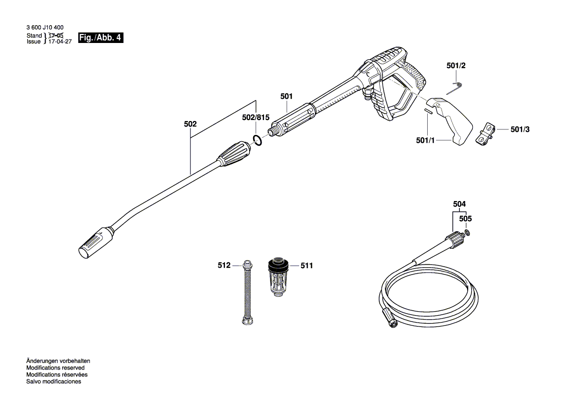 для очистителя высокого давления Bosch GHP 5-55 230 V 3600J10400, деталировка 4