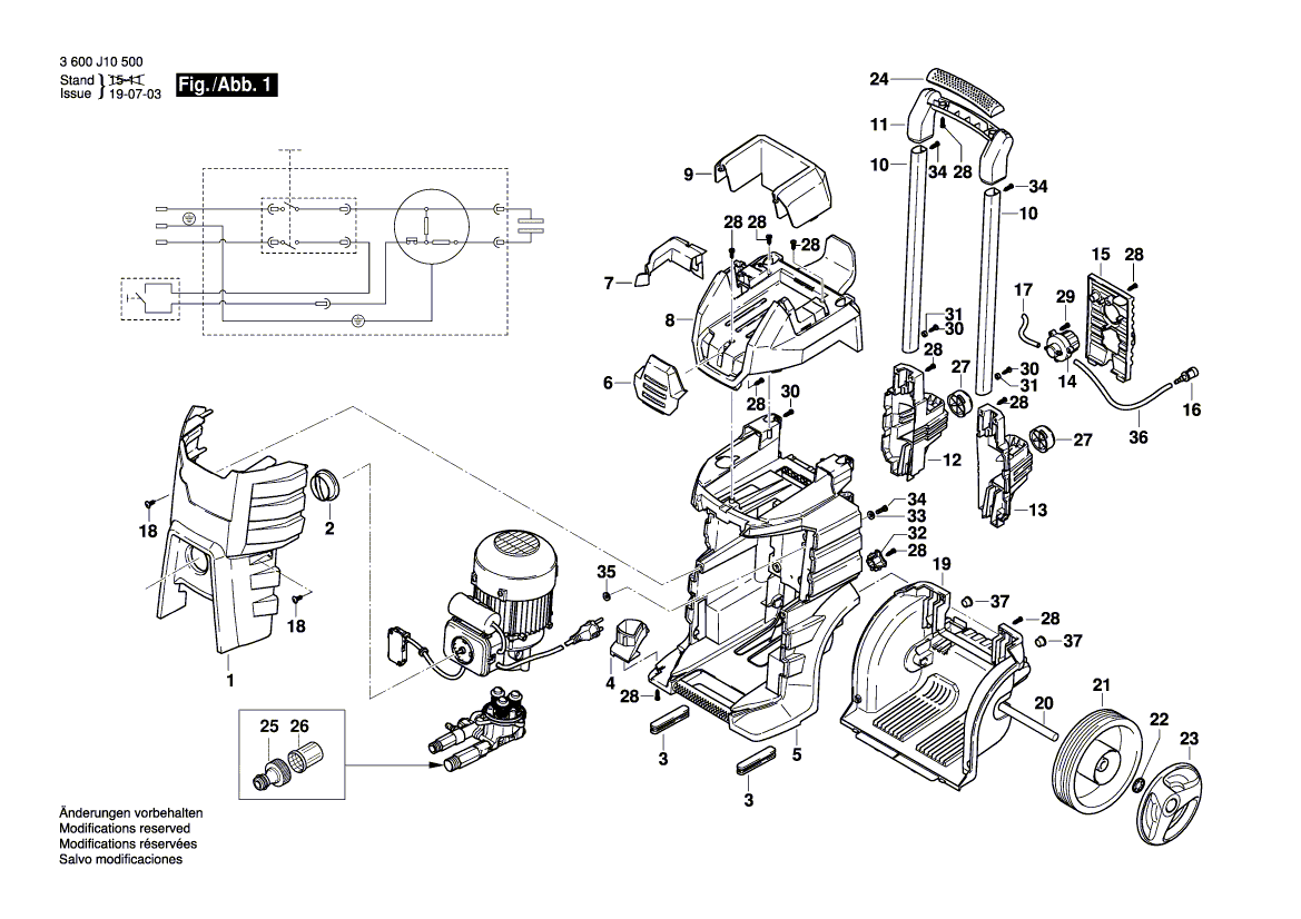 для очистителя высокого давления Bosch GHP 5-65 230 V 3600J10500, деталировка 1