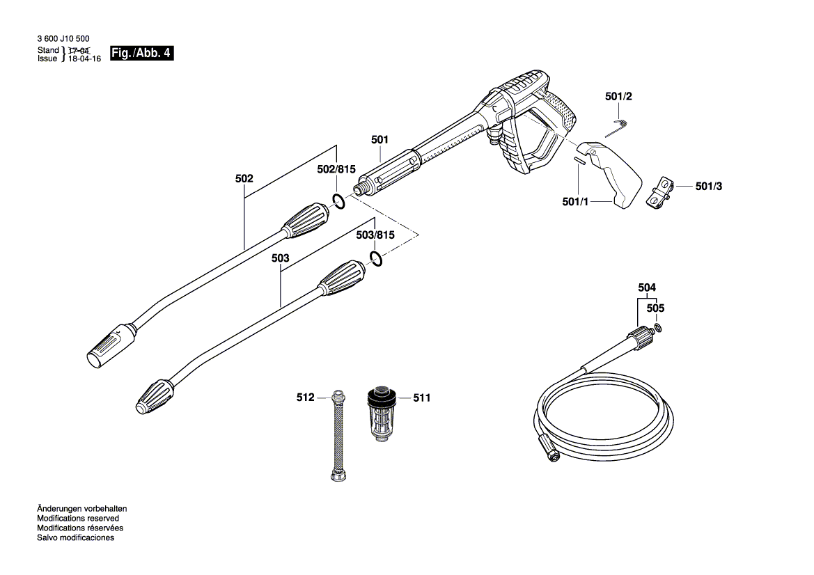 для очистителя высокого давления Bosch GHP 5-65 230 V 3600J10500, деталировка 4