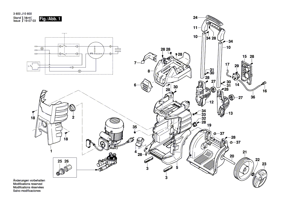 для очистителя высокого давления Bosch GHP 5-65 X 230 V 3600J10620, деталировка 1