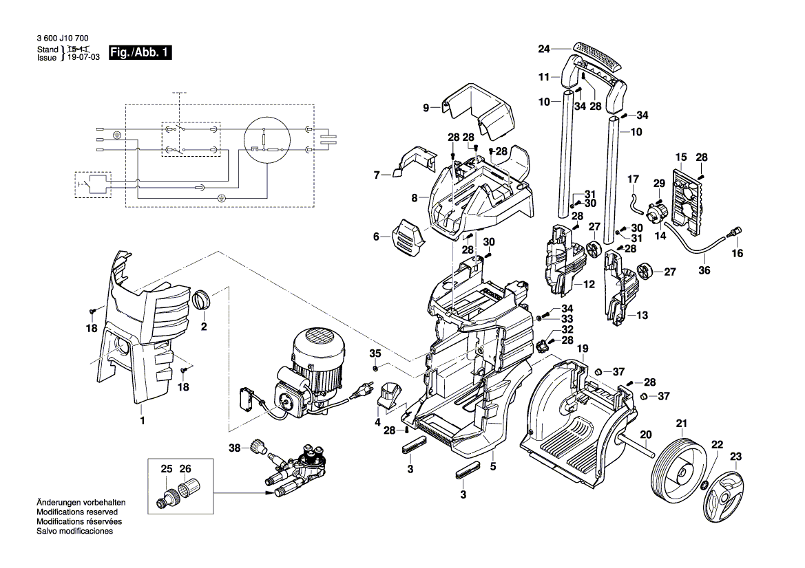 для очистителя высокого давления Bosch GHP 5-75 230 V 3600J10700, деталировка 1