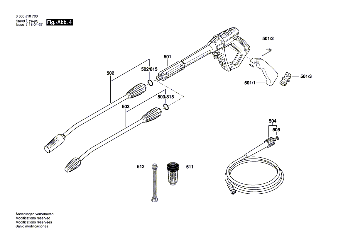 для очистителя высокого давления Bosch GHP 5-75 230 V 3600J10700, деталировка 4