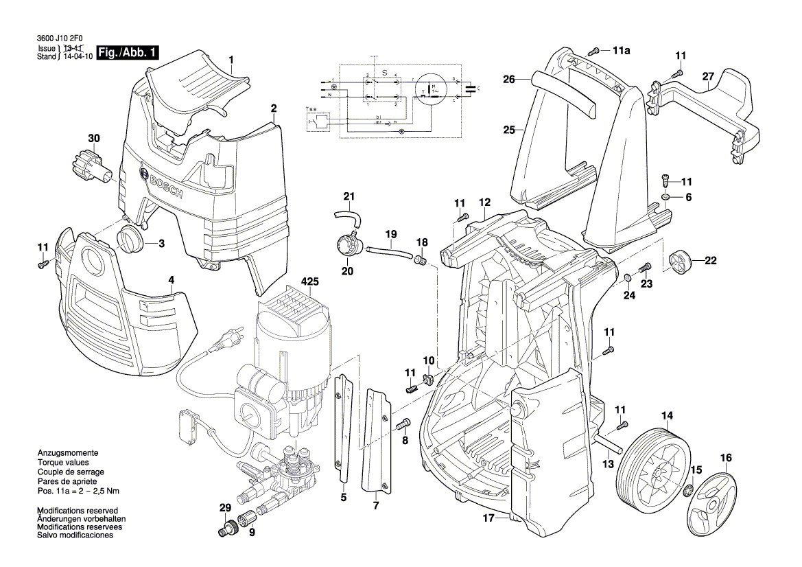 для очистителя высокого давления Bosch GHP 6-14 230 V 3600J10200, деталировка 1