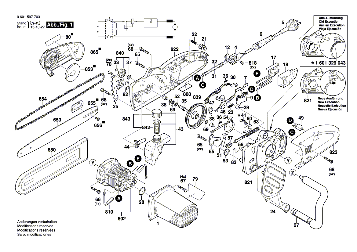 для цепной пилы Bosch GKE 35 BCE 230 V 0601597603, деталировка 1