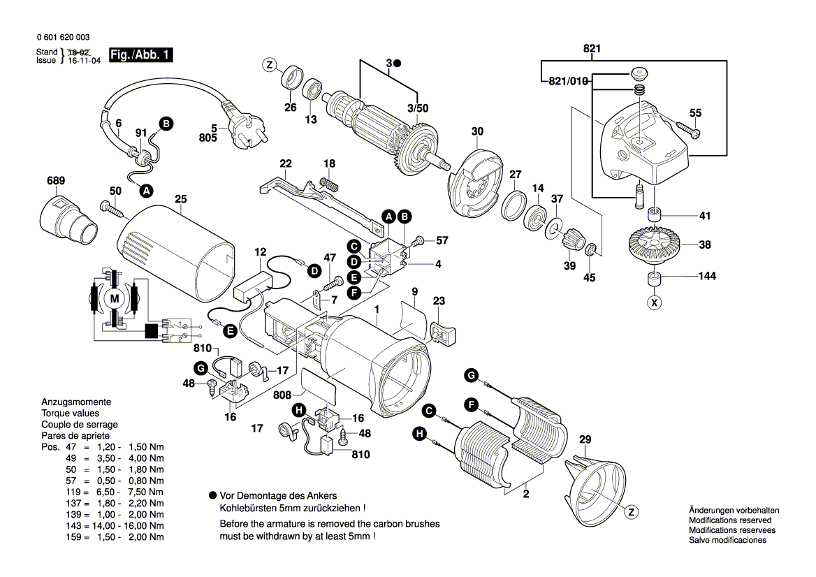 для плоскодюбельной машины Bosch GFF 22 A 230 V 0601620003, деталировка 1