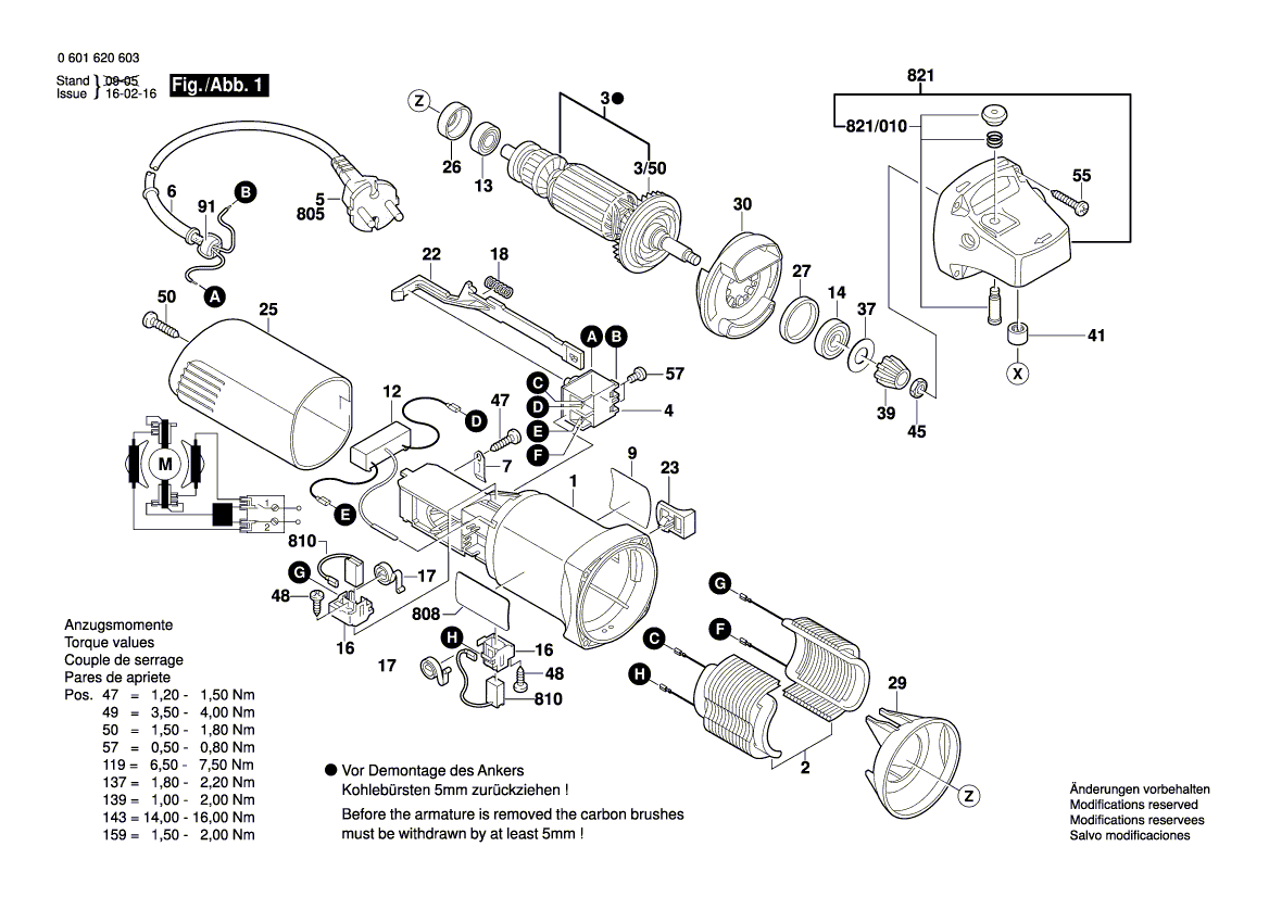 для плоскодюбельной машины Bosch GFF 22 A 230 V 0601620063, деталировка 1