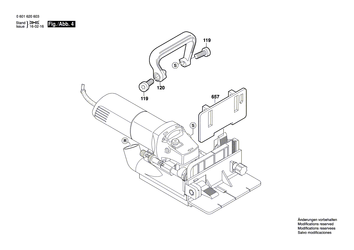 для плоскодюбельной машины Bosch GFF 22 A 230 V 0601620063, деталировка 4