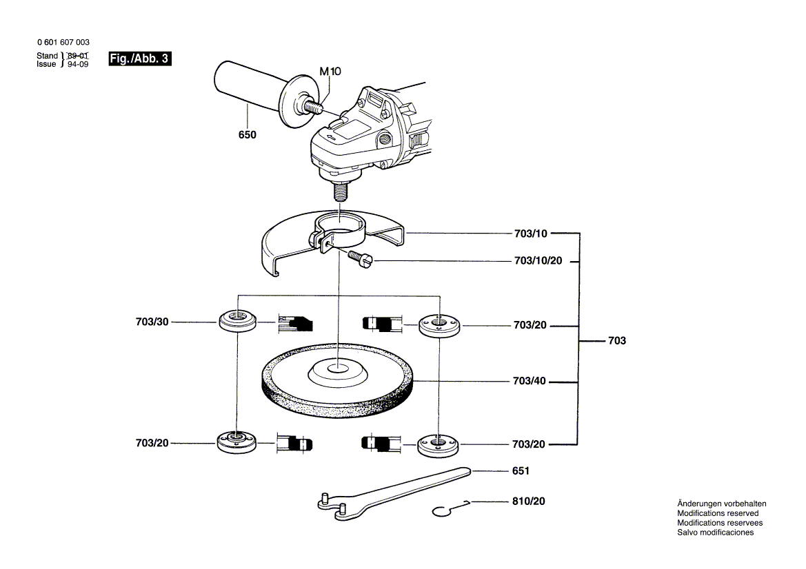 для плоскодюбельной машины Bosch GUF 22 A 220 V 0601607003, деталировка 3