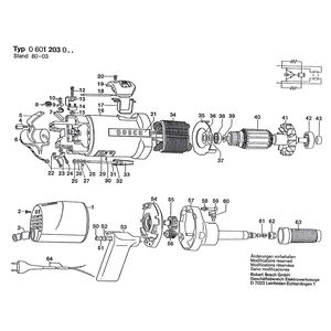 для прямой шлифовальной машины Bosch 220 V 0601203003, деталировка 1