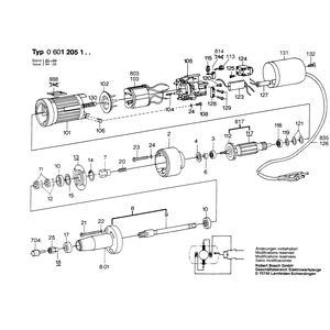 для прямой шлифовальной машины Bosch 220 V 0601205103, деталировка 1