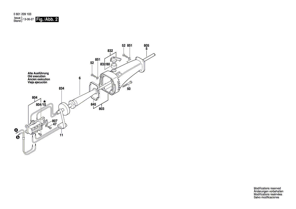 для прямой шлифовальной машины Bosch GGS 16 220 V 0601209103, деталировка 2