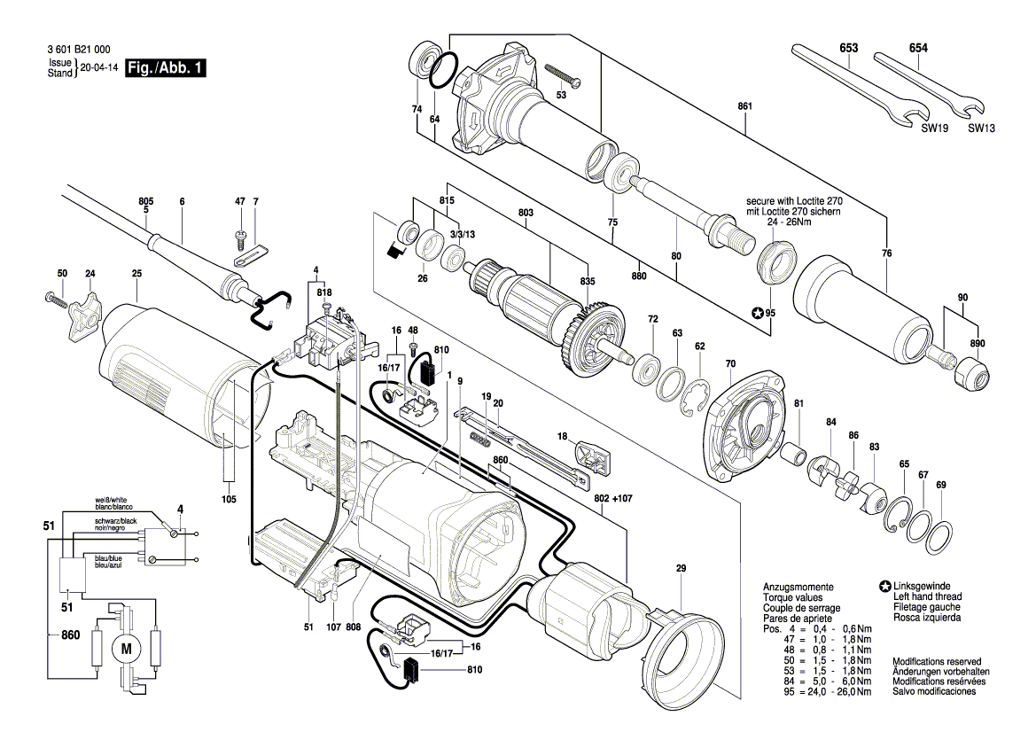 для прямой шлифовальной машины Bosch GGS 28 LC 230 V 3601B21000, деталировка 1