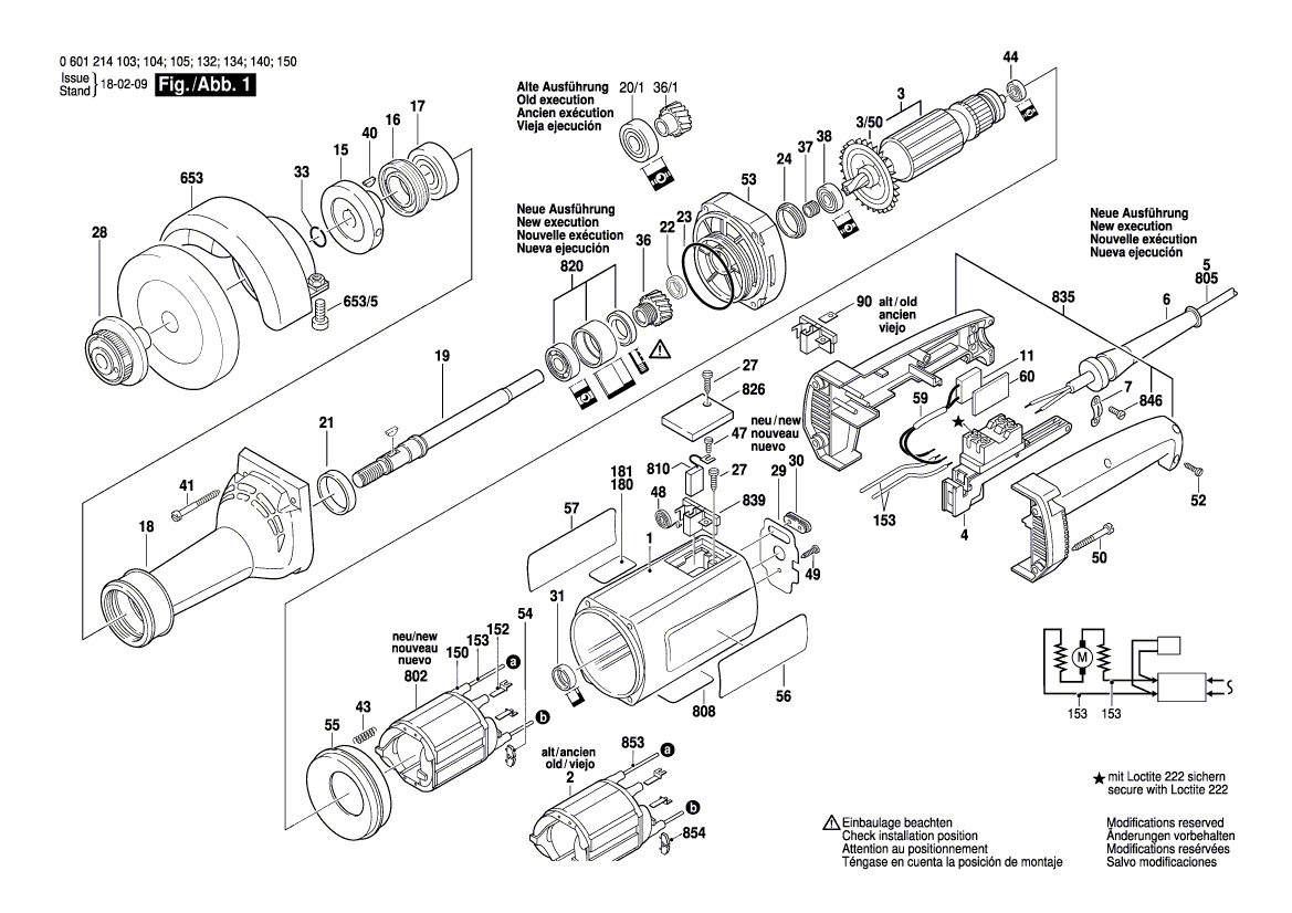 для прямой шлифовальной машины Bosch GGS 6 S 230 V 0601214103, деталировка 1