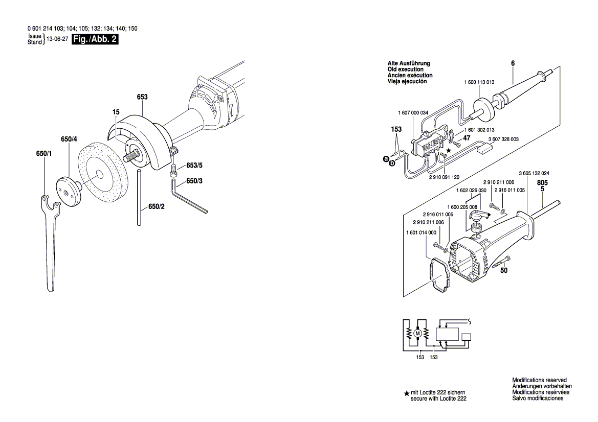 для прямой шлифовальной машины Bosch GGS 6 S 230 V 0601214103, деталировка 2