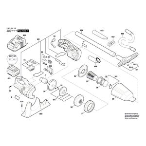 для аккумуляторного пылесоса Bosch GAS 18 V-LI 18 V 3601JC6100, деталировка 1