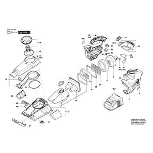 для аккумуляторного пылесоса Bosch GAS 18V-1 18 V 3601JC6200, деталировка 1