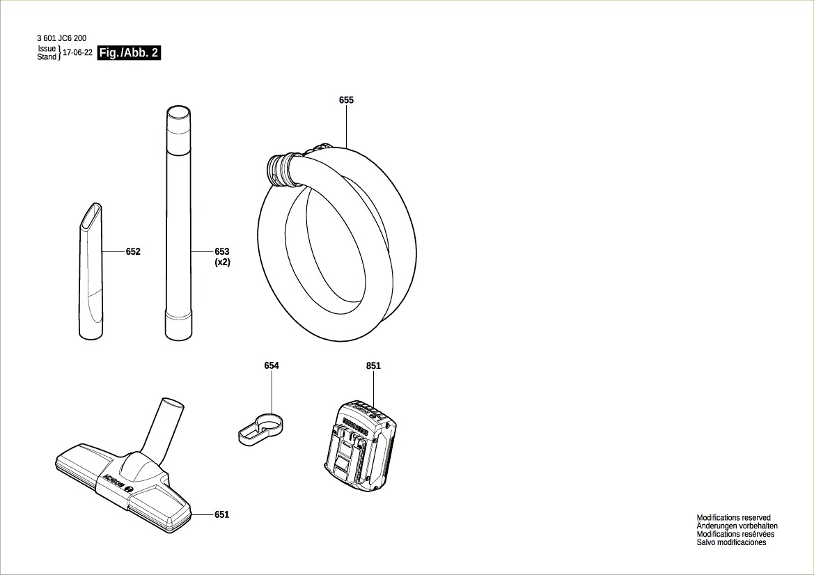 для аккумуляторного пылесоса Bosch GAS 18V-1 18 V 3601JC6200, деталировка 2