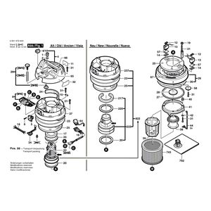 для универсального пылесоса Bosch GAS 10-50 RFK 230 V 0601972603, деталировка 1