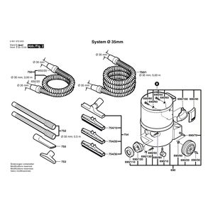 для универсального пылесоса Bosch GAS 10-50 RFK 230 V 0601972603, деталировка 2