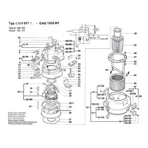 для универсального пылесоса Bosch GAS 1000 RF 220 V 0601971103, деталировка 1