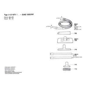 для универсального пылесоса Bosch GAS 1000 RF 220 V 0601971103, деталировка 2