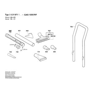 для универсального пылесоса Bosch GAS 1000 RF 220 V 0601971103, деталировка 3