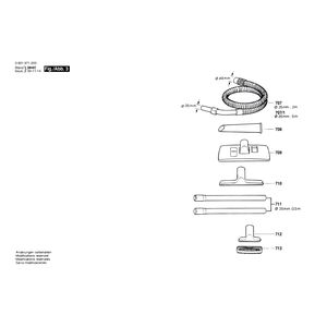 для универсального пылесоса Bosch GAS 1000 RF 220 V 0601971203, деталировка 3