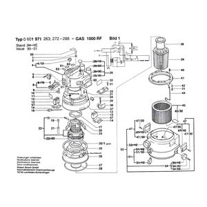 для универсального пылесоса Bosch GAS 1000 RF 220 V 0601971273, деталировка 1