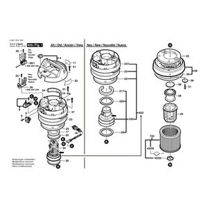 для универсального пылесоса Bosch GAS 12-30 F 230 V 0601974103, деталировка 1