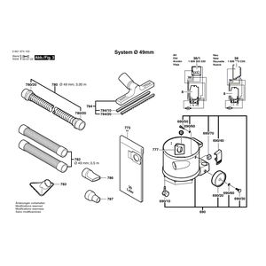 для универсального пылесоса Bosch GAS 12-30 F 230 V 0601974103, деталировка 3