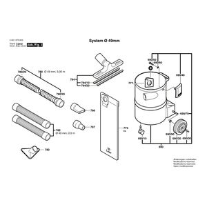 для универсального пылесоса Bosch GAS 12-50 RF 230 V 0601975803, деталировка 3